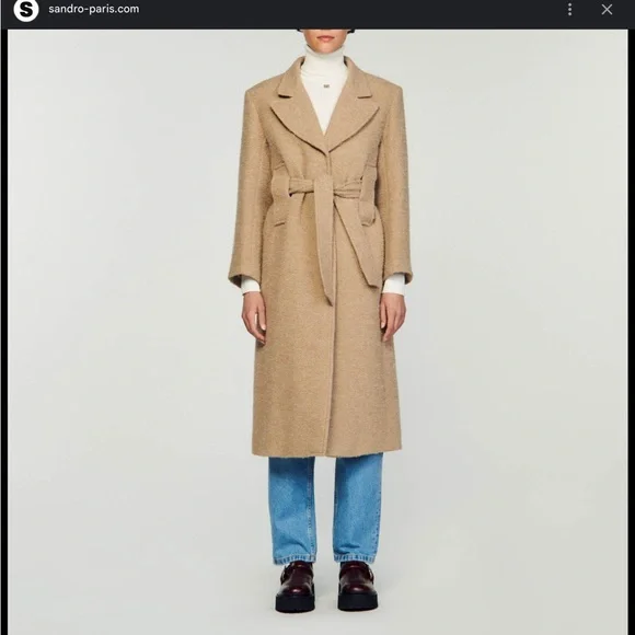 UCHUU Montreal Sparkling Beige Sequin Belted Coat - Picture 7 of 11